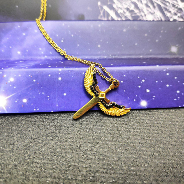 Подвеска "Крылья ангела с мечом" / Кулон на цепочке / Украшение женское на шею